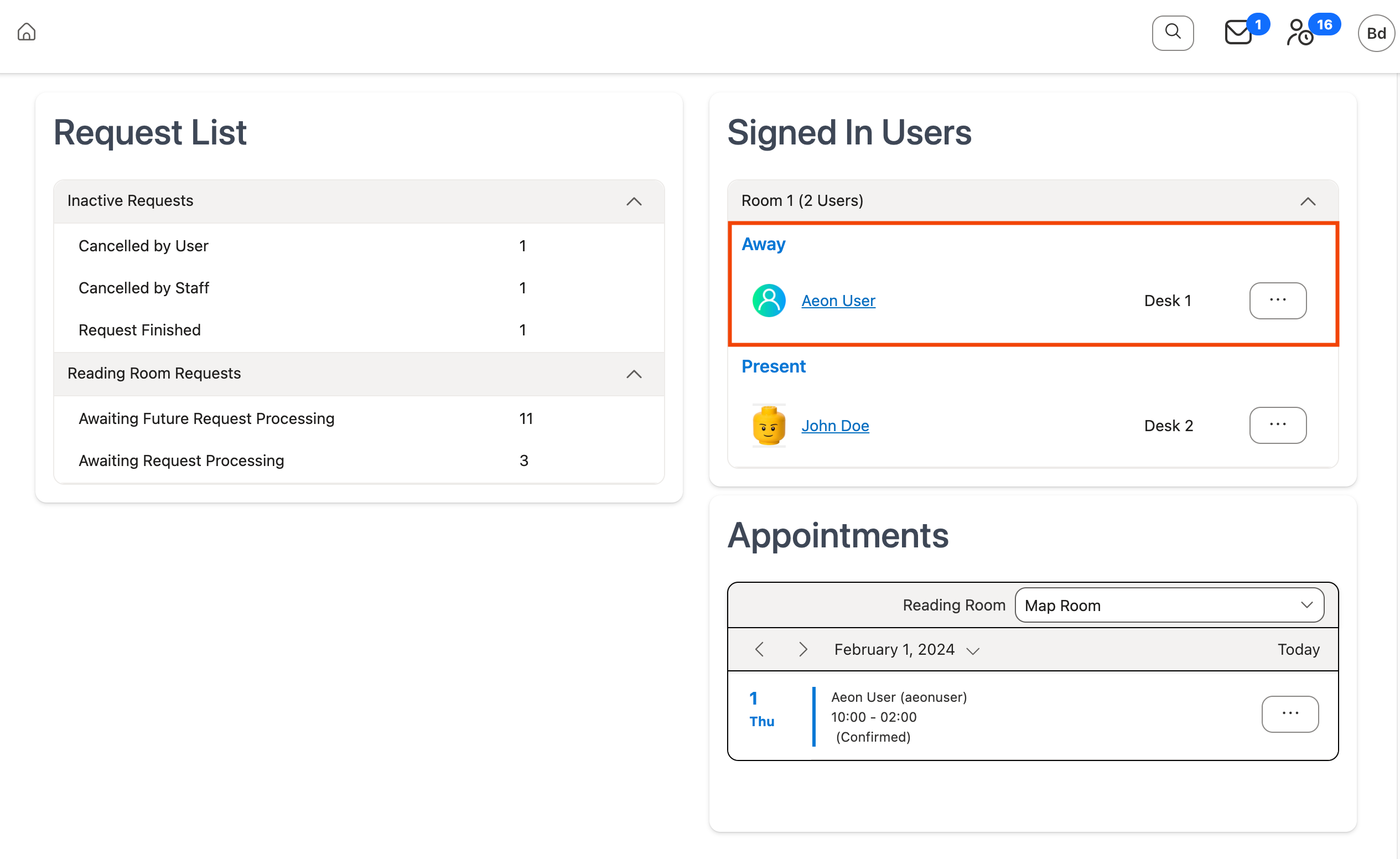 User displayed as away in Signed In Users section
